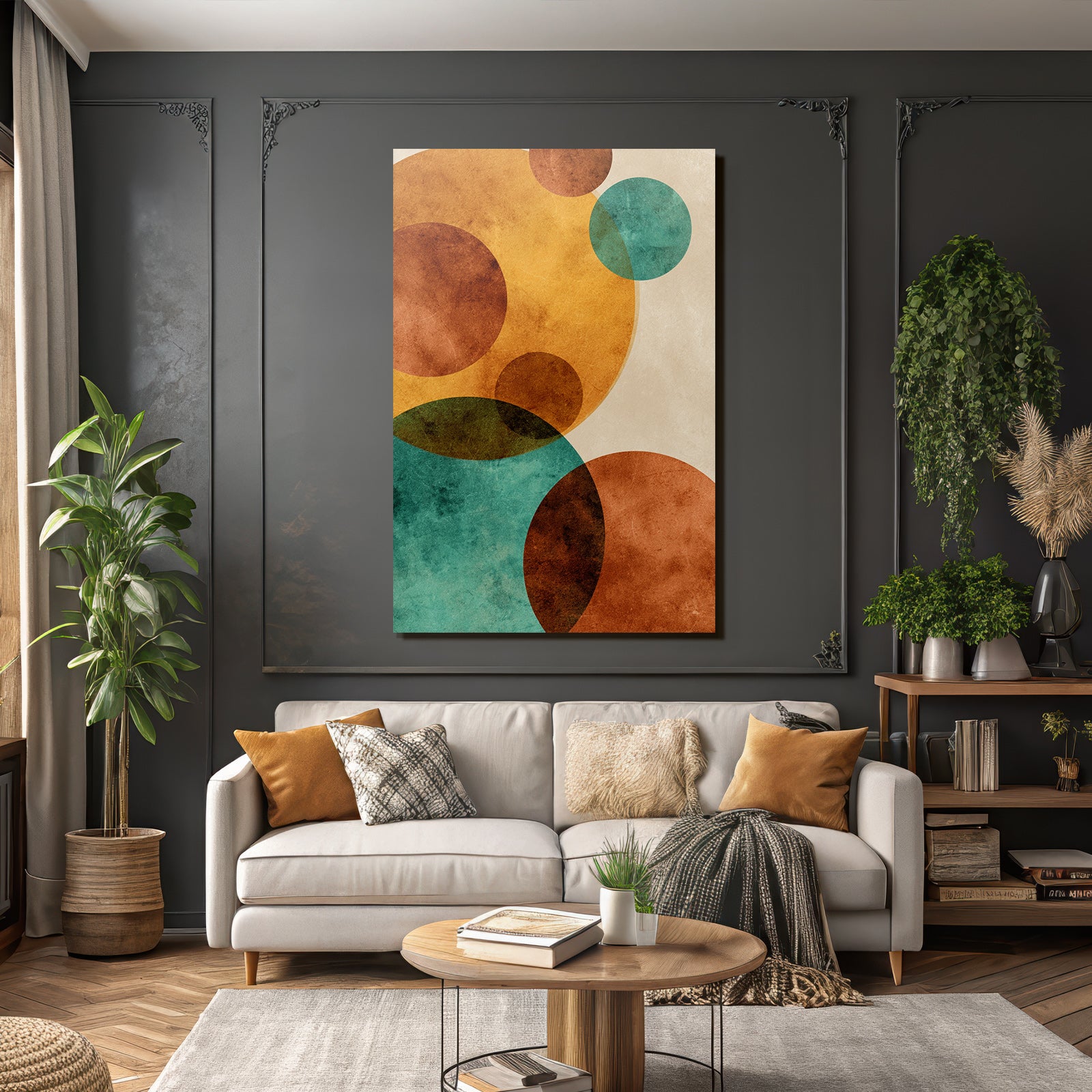 Abstract Design Overlapping Circles Orange Brown Turquoise