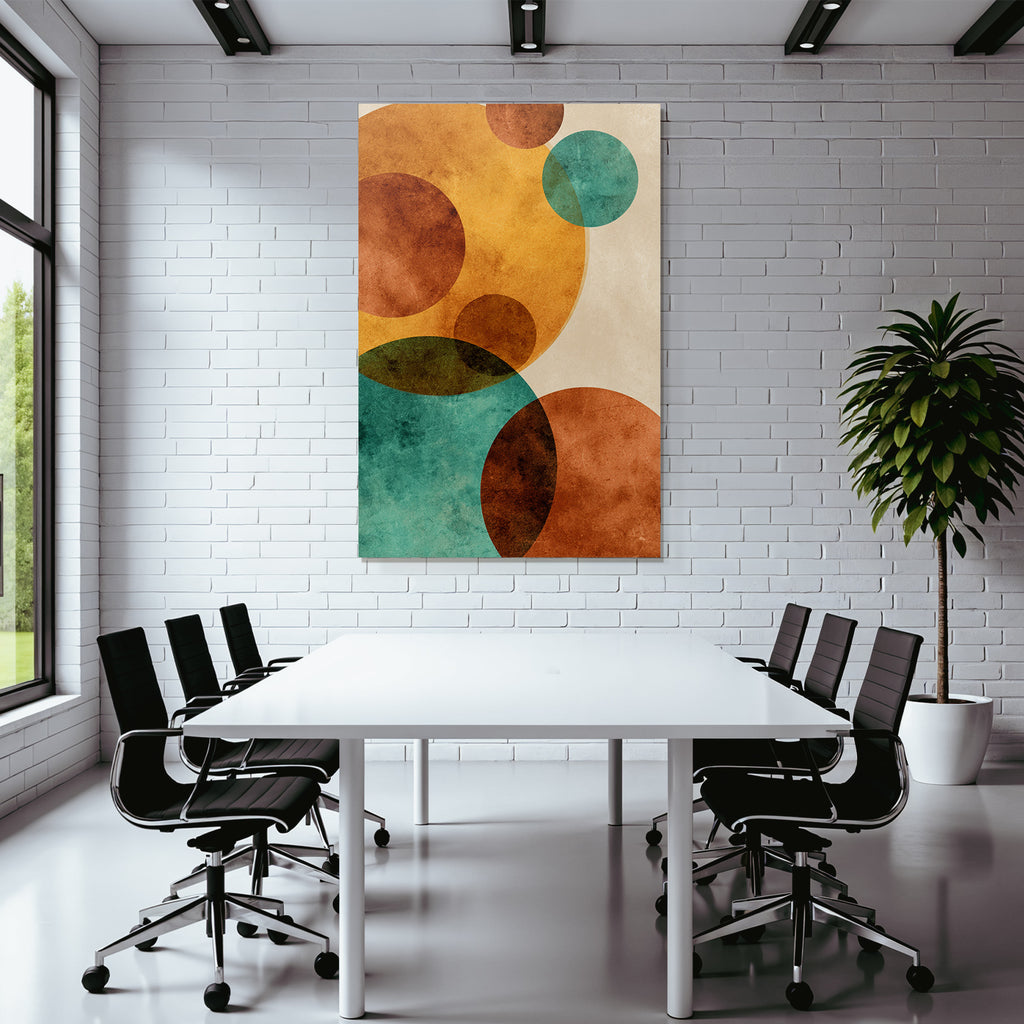 Abstract Design Overlapping Circles Orange Brown Turquoise