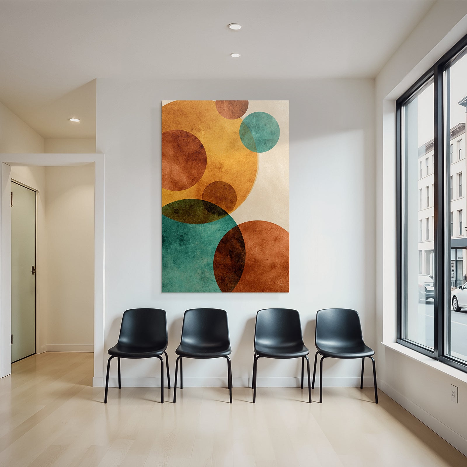 Abstract Design Overlapping Circles Orange Brown Turquoise