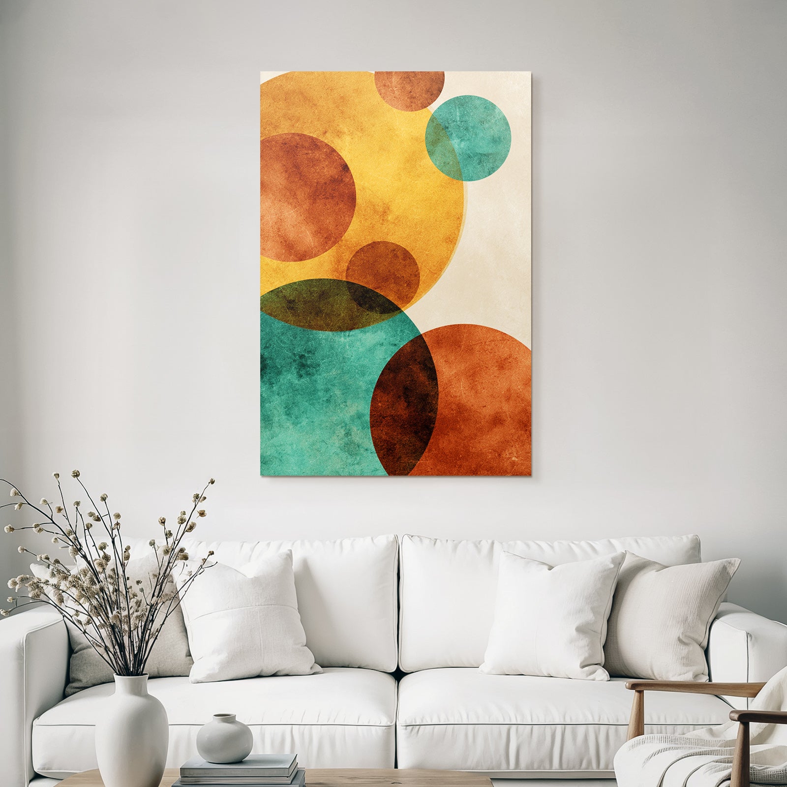 Abstract Design Overlapping Circles Orange Brown Turquoise