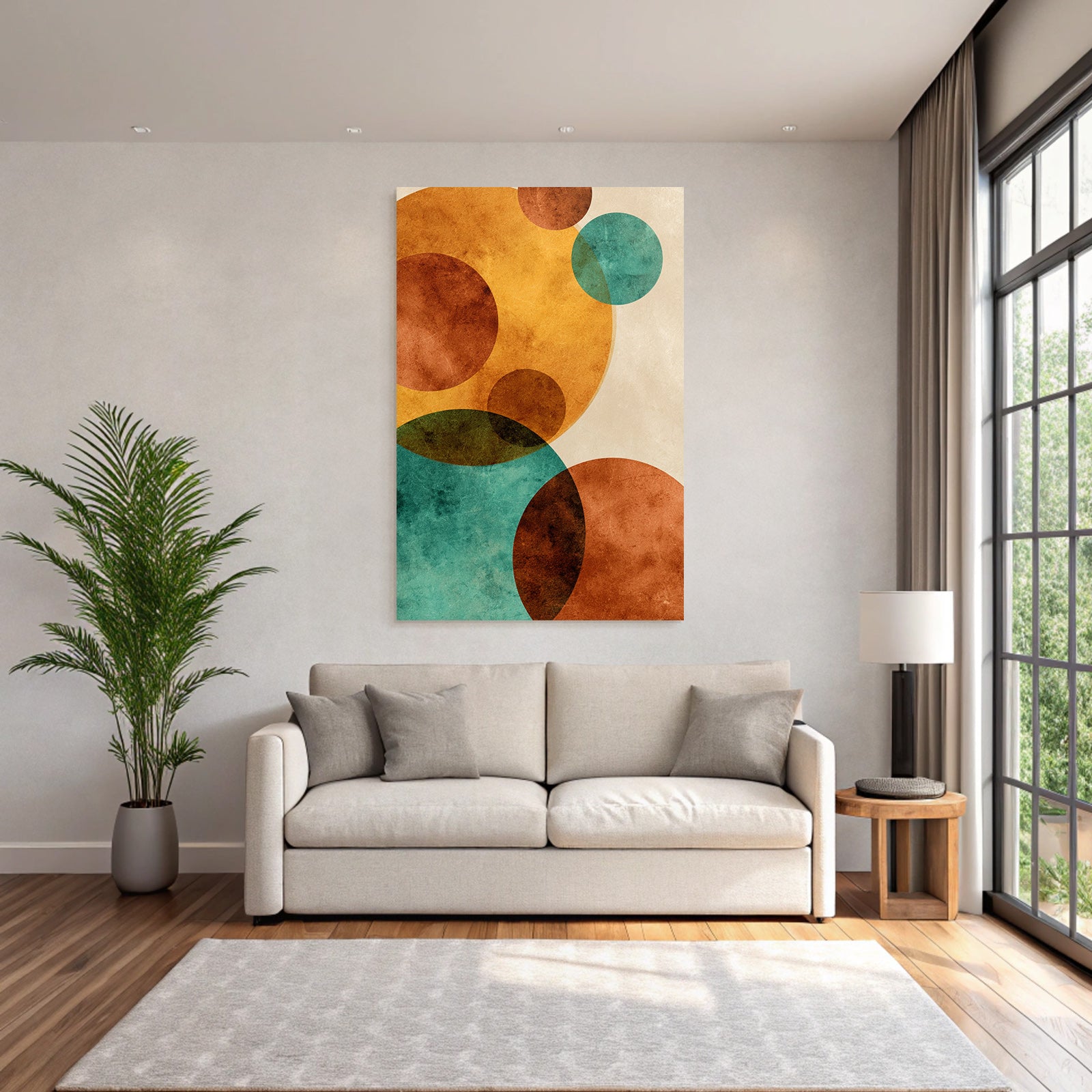 Abstract Design Overlapping Circles Orange Brown Turquoise