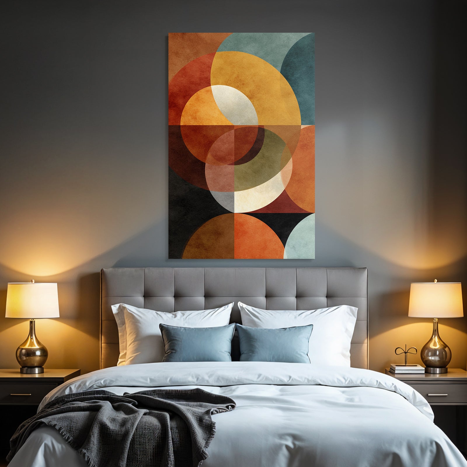 Abstract design Overlapping circles and shapes Warm and cool colors