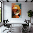 Abstract design Overlapping circles and shapes Warm and cool colors