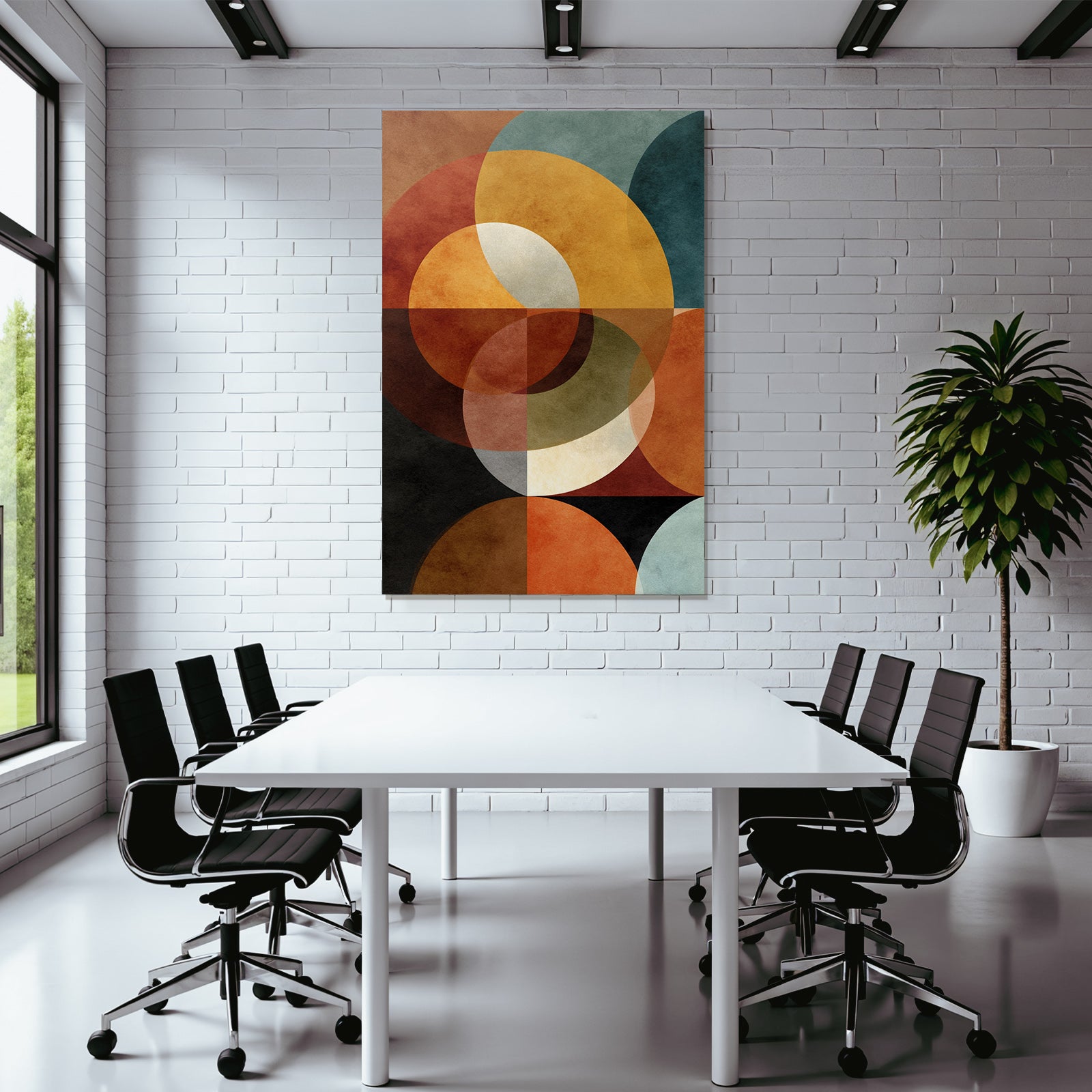 Abstract design Overlapping circles and shapes Warm and cool colors