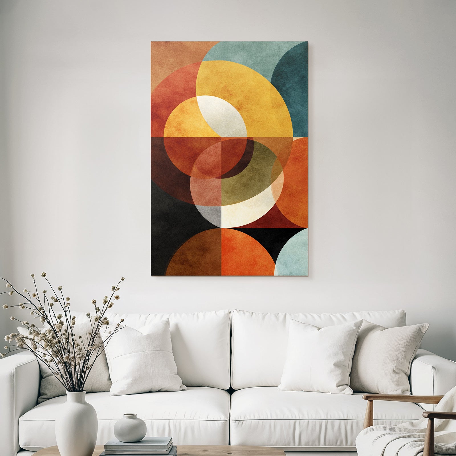 Abstract design Overlapping circles and shapes Warm and cool colors