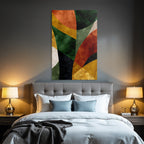 Abstract design various shapes colors green orange yellow