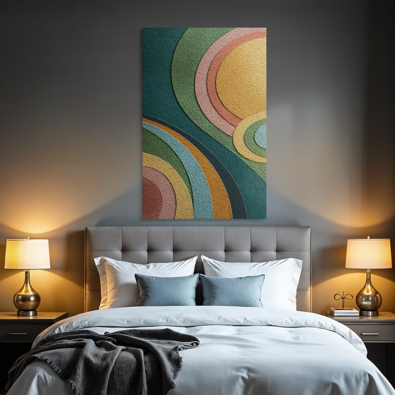 Abstract design of curved shapes and colors