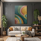 Abstract design of curved shapes and colors