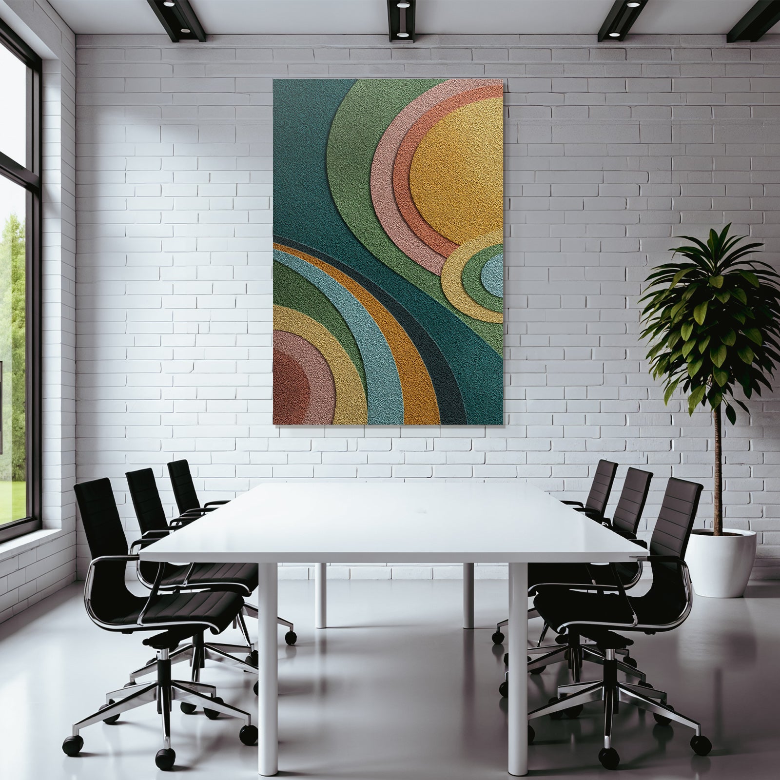 Abstract design of curved shapes and colors