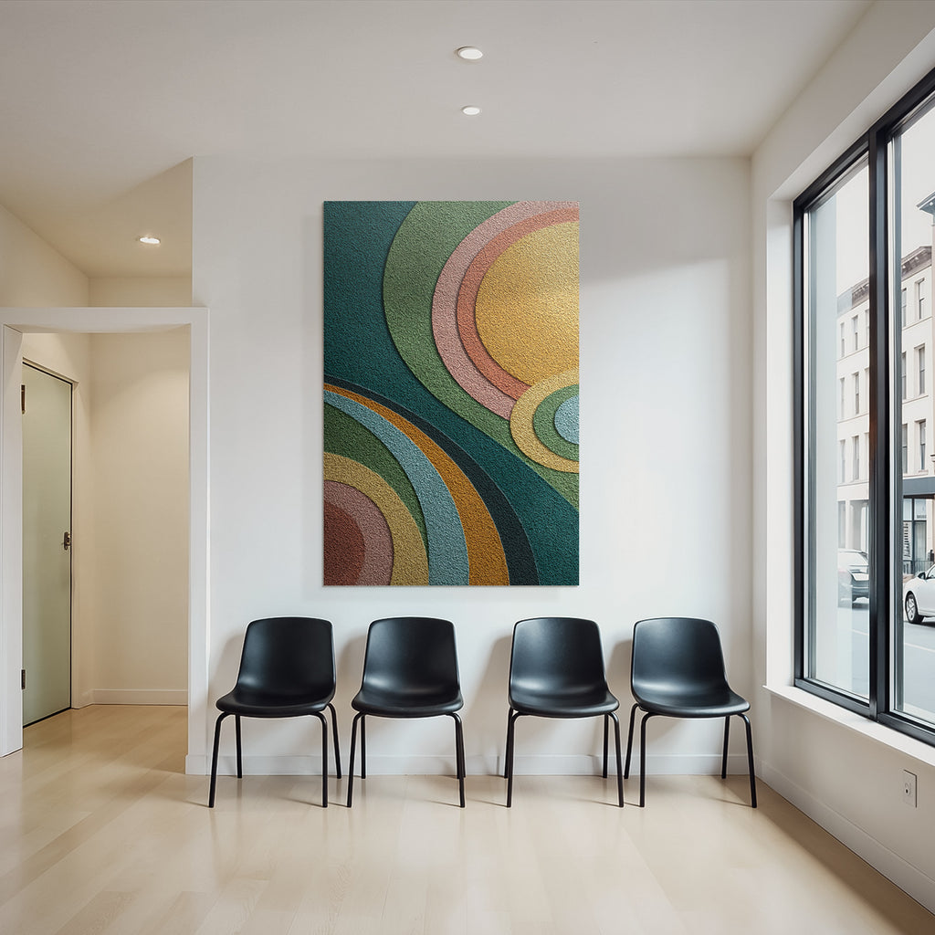 Abstract design of curved shapes and colors