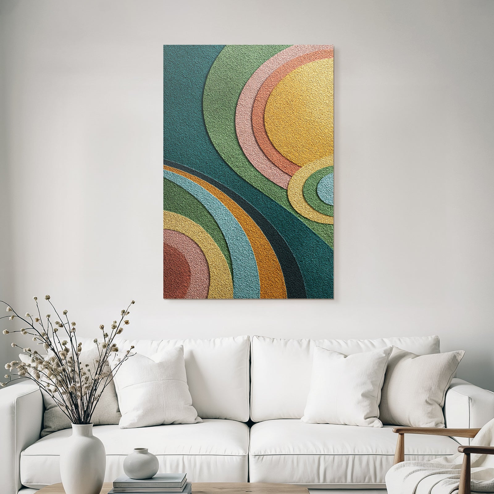 Abstract design of curved shapes and colors