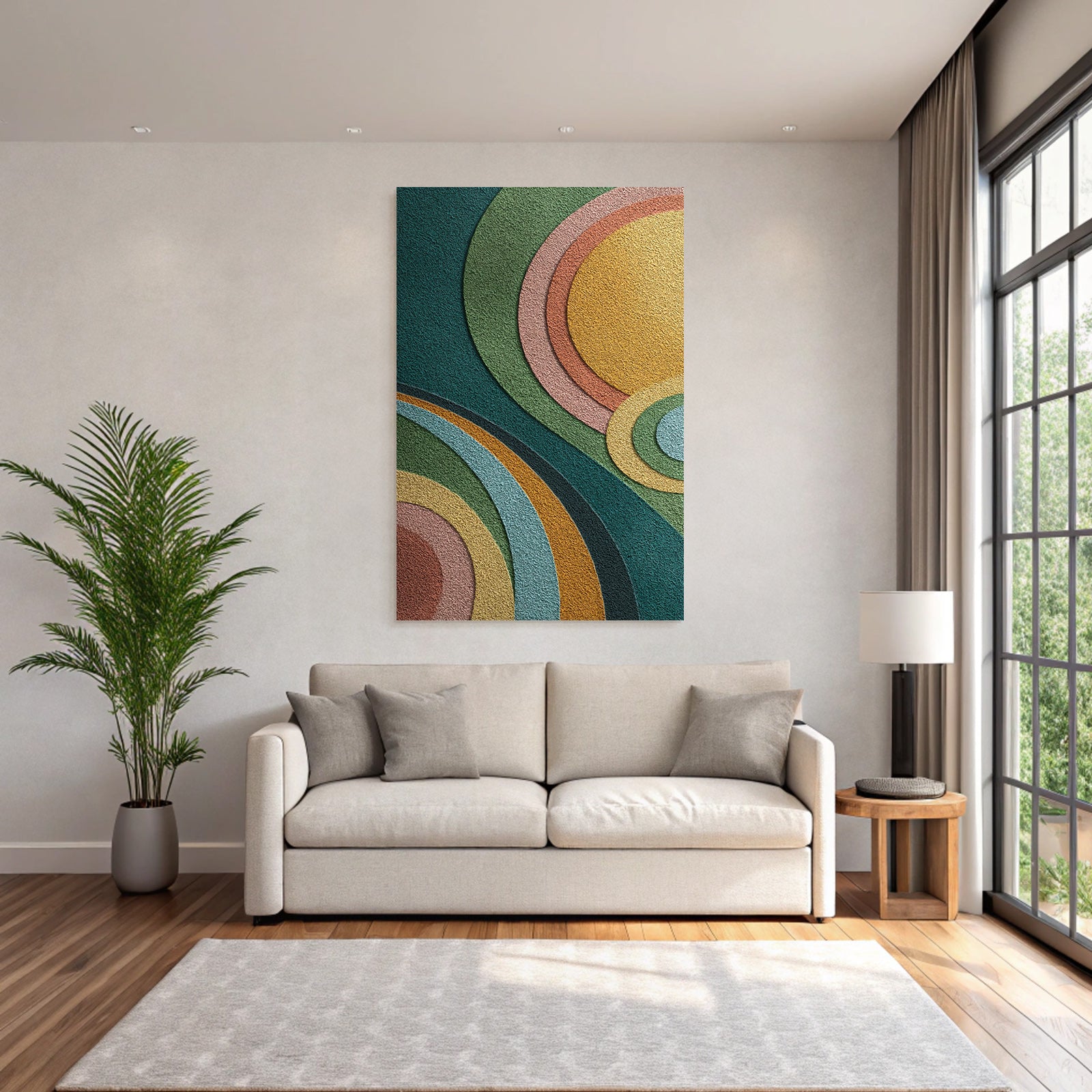 Abstract design of curved shapes and colors