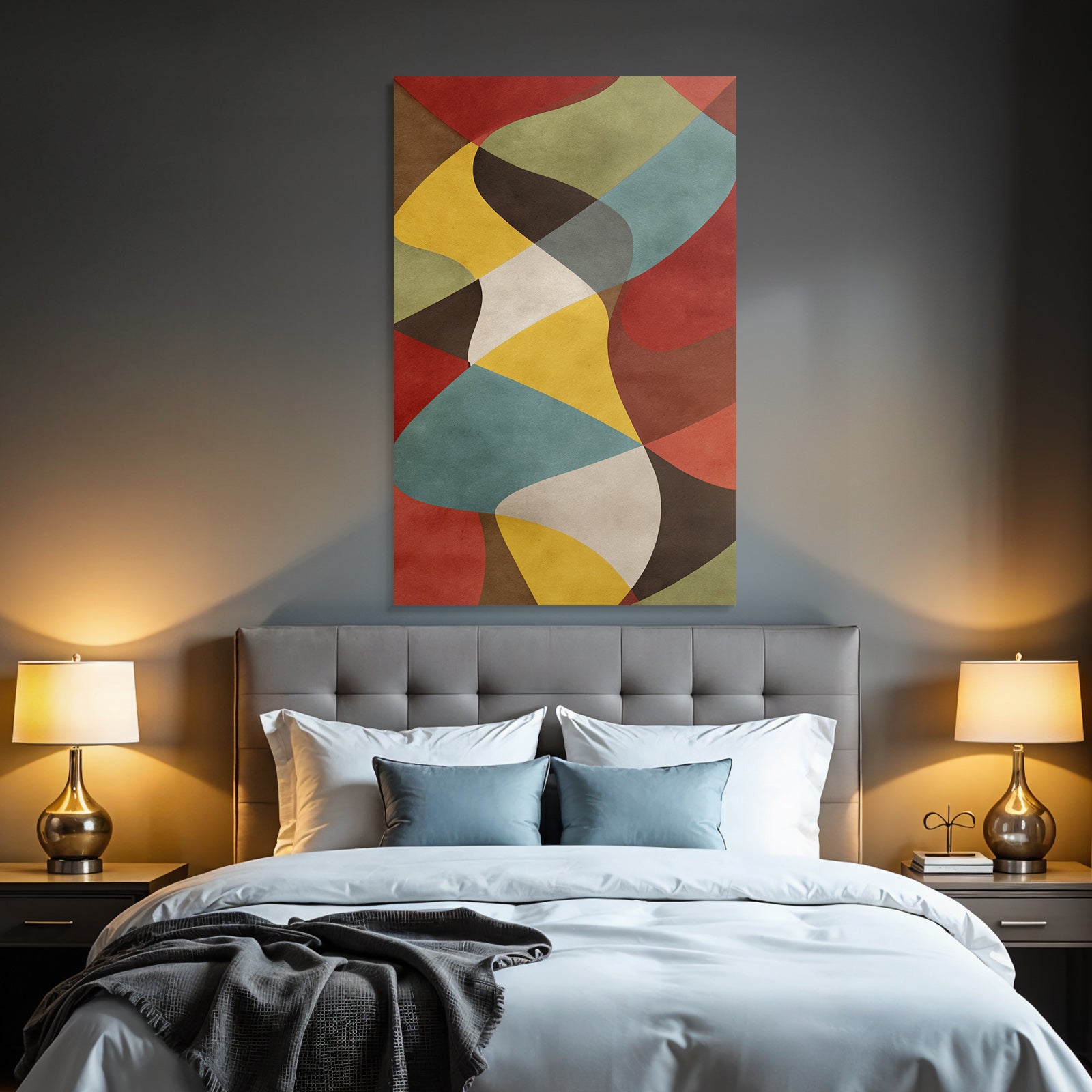 Abstract Design Wavy Shapes Red Yellow Green Brown Blue