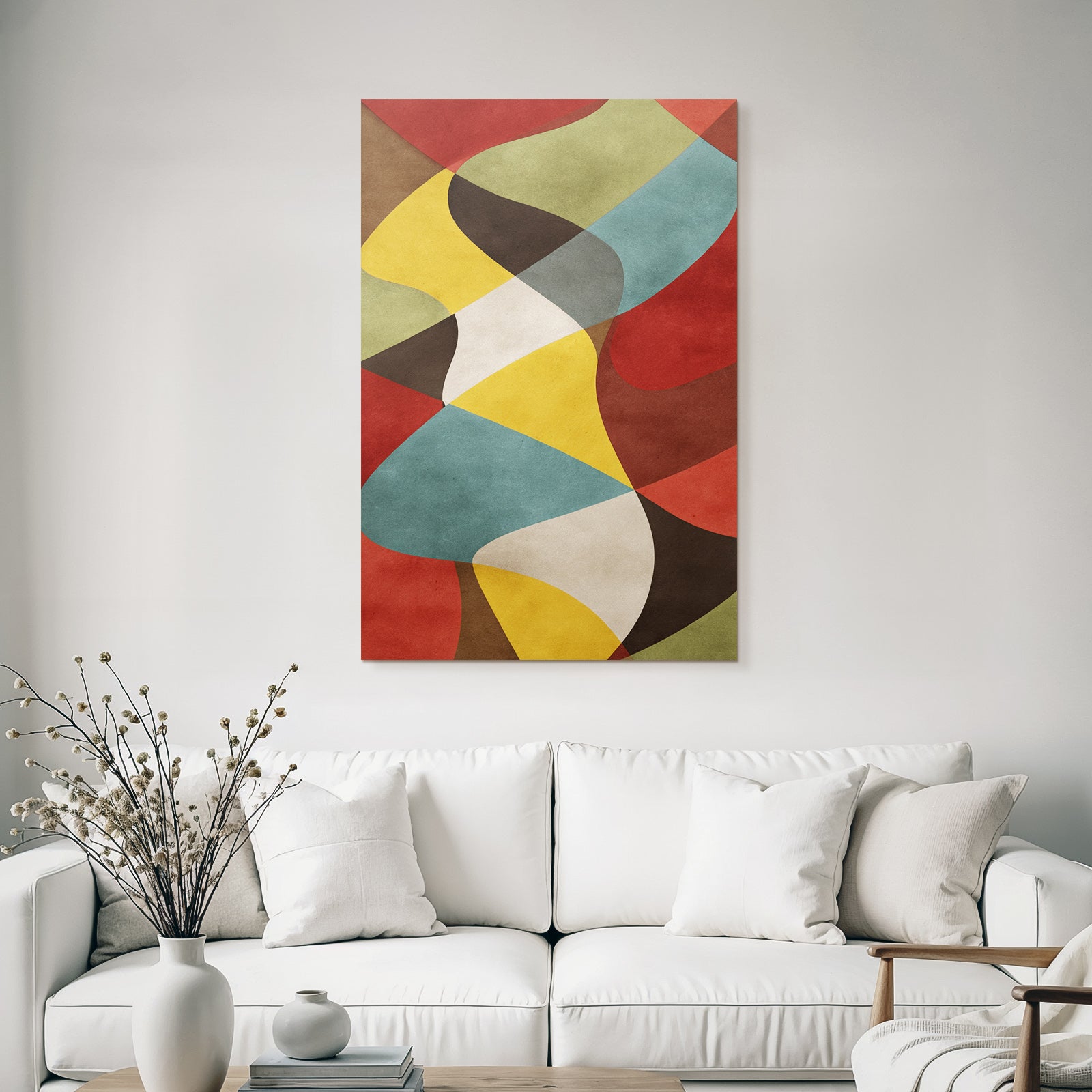 Abstract Design Wavy Shapes Red Yellow Green Brown Blue