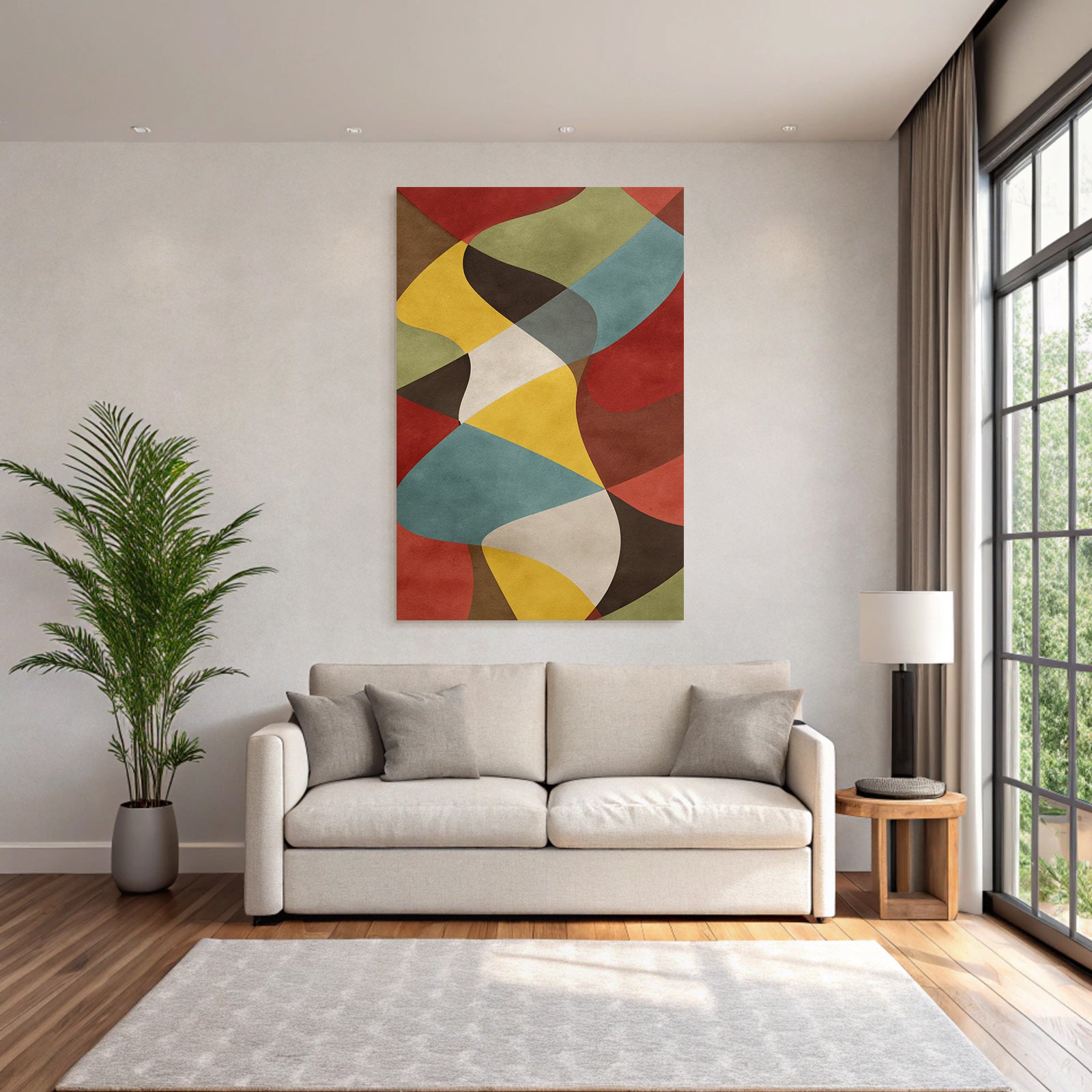 Abstract Design Wavy Shapes Red Yellow Green Brown Blue