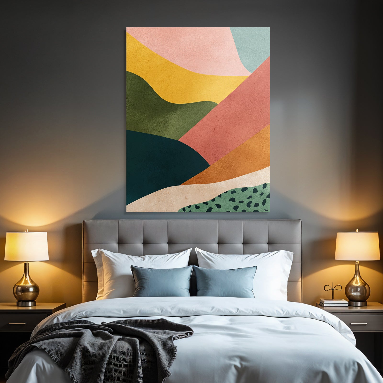 Abstract design wave shapes multicolored