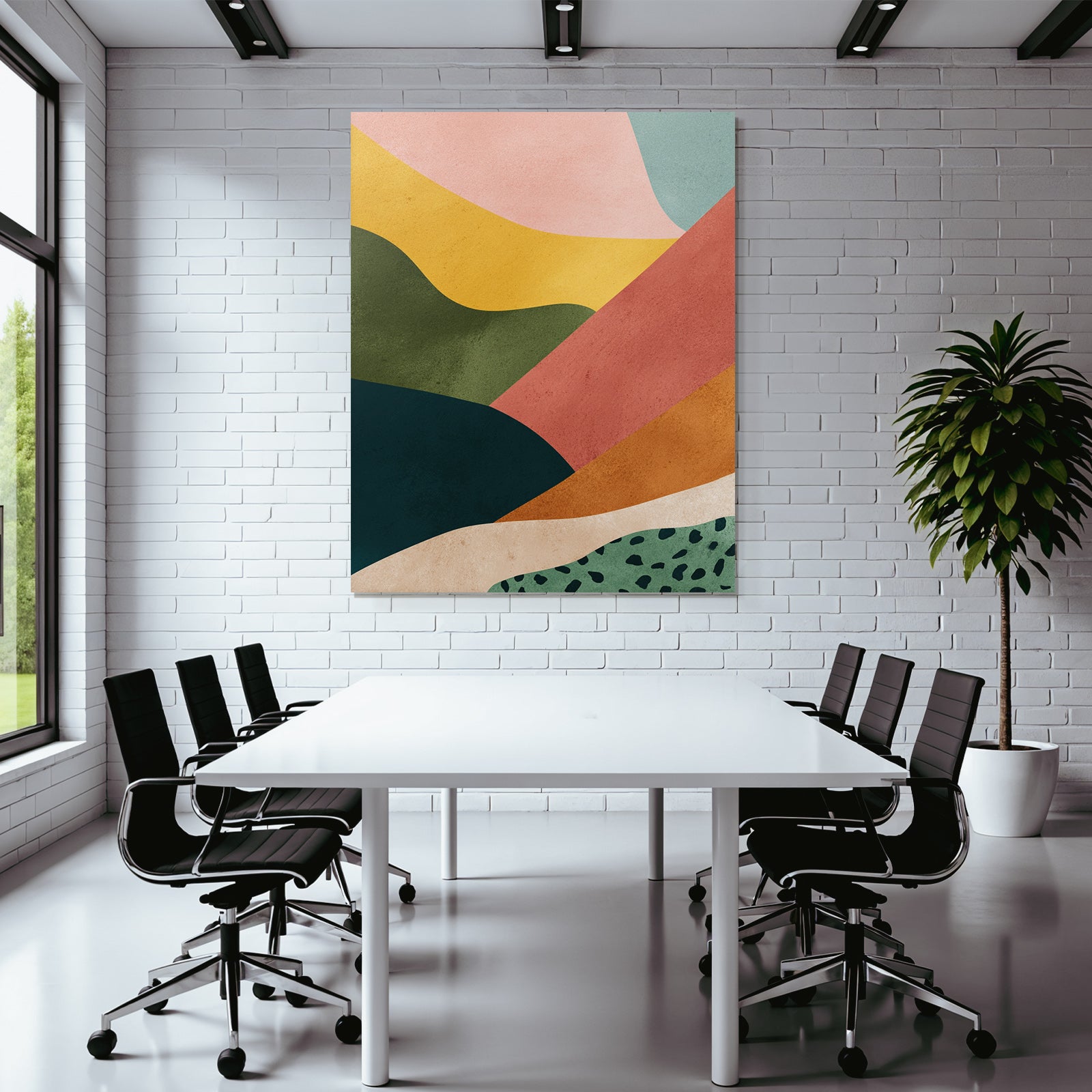Abstract design wave shapes multicolored