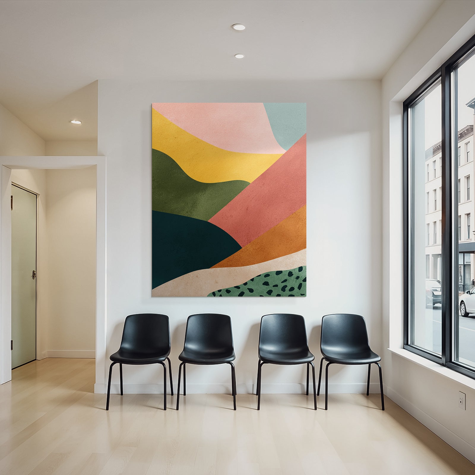 Abstract design wave shapes multicolored