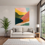 Abstract design wave shapes multicolored