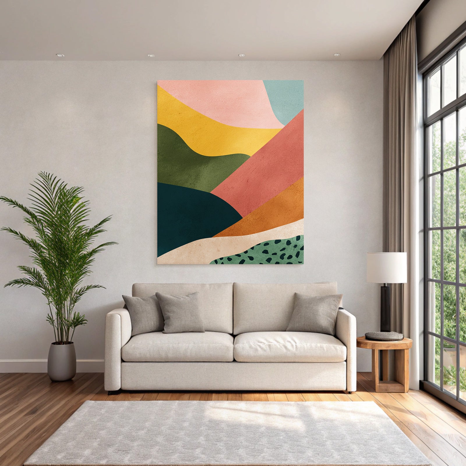 Abstract design wave shapes multicolored