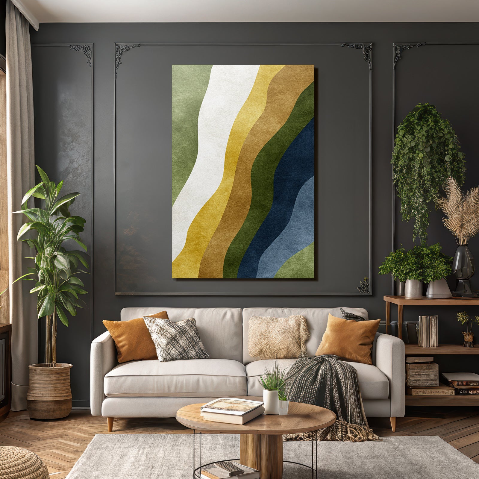 Abstract design wavy lines different colors