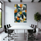 Abstract Geometric Design Orange Gray Yellow Teal