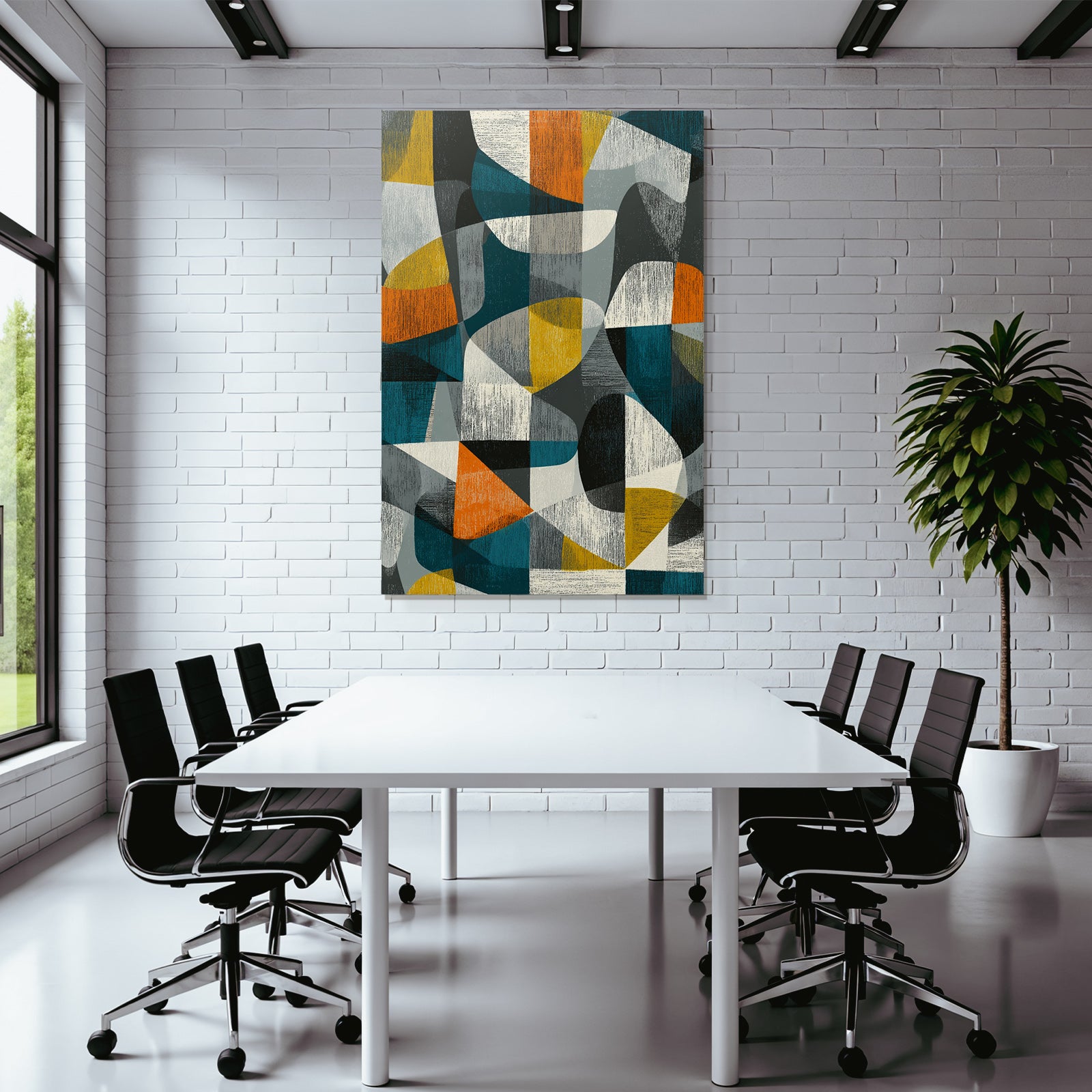 Abstract Geometric Design Orange Gray Yellow Teal