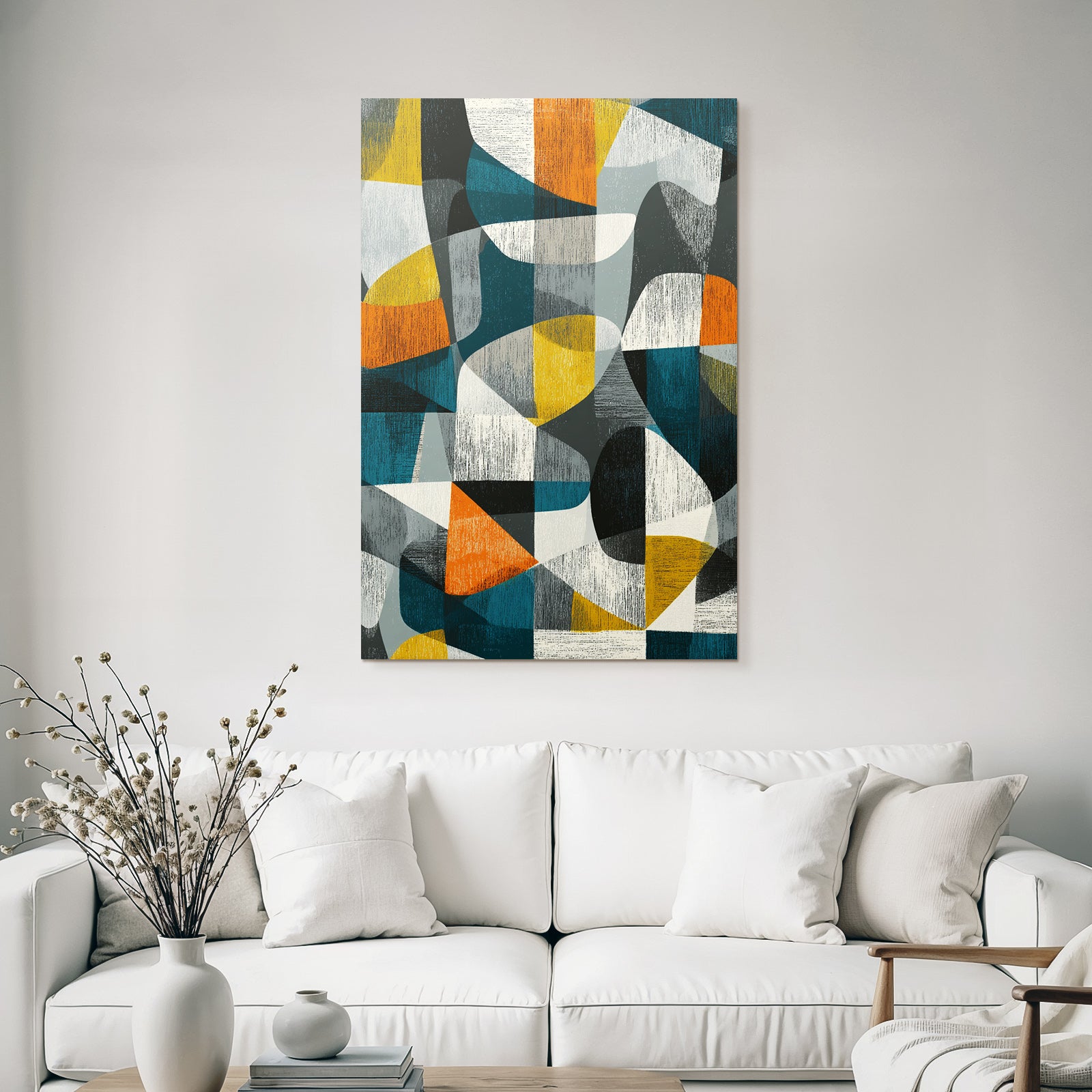 Abstract Geometric Design Orange Gray Yellow Teal