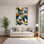 Abstract Geometric Design Orange Gray Yellow Teal