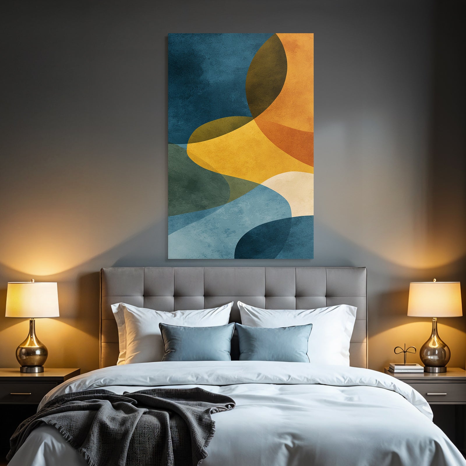 Abstract art with curved shapes, harmonious composition