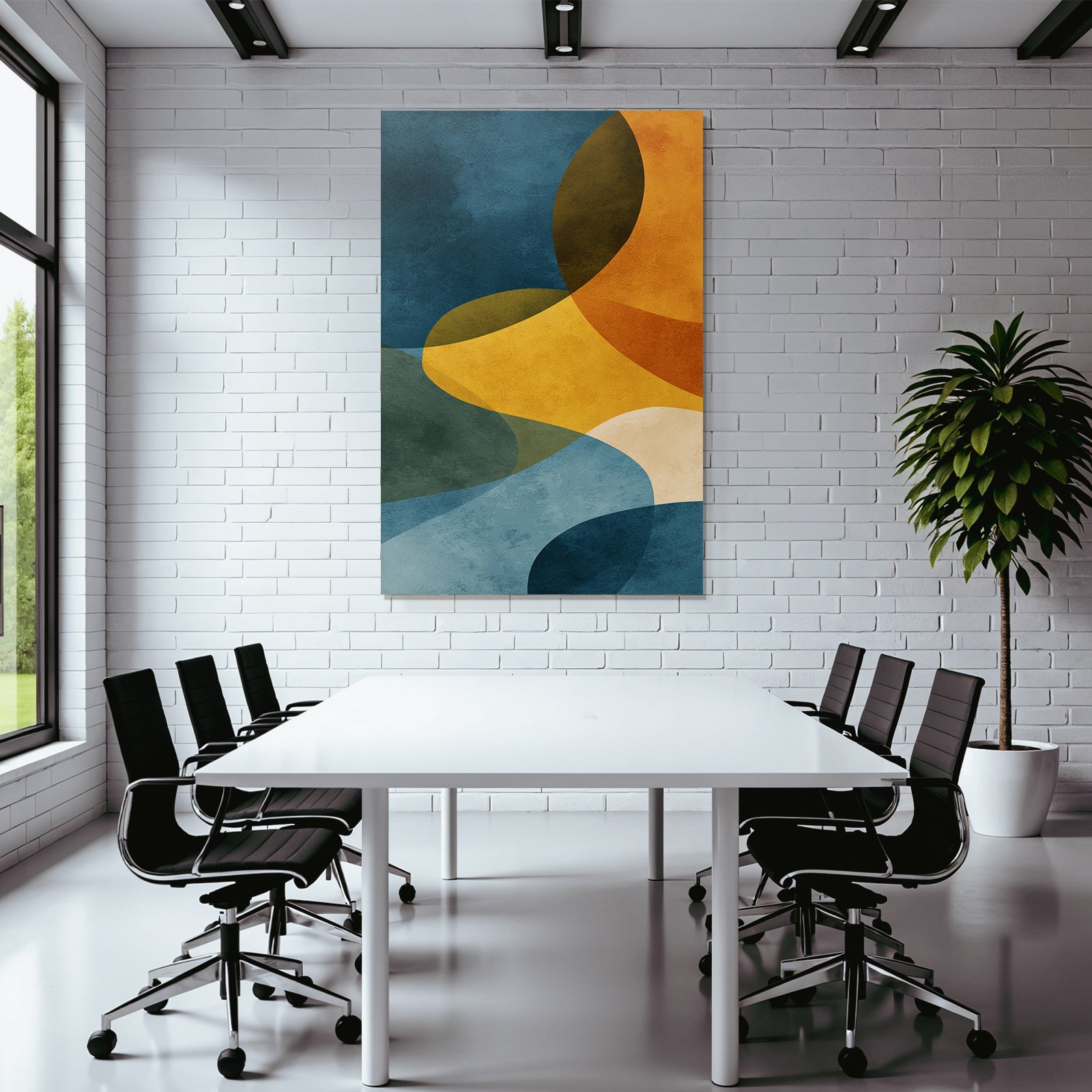 Abstract art with curved shapes, harmonious composition
