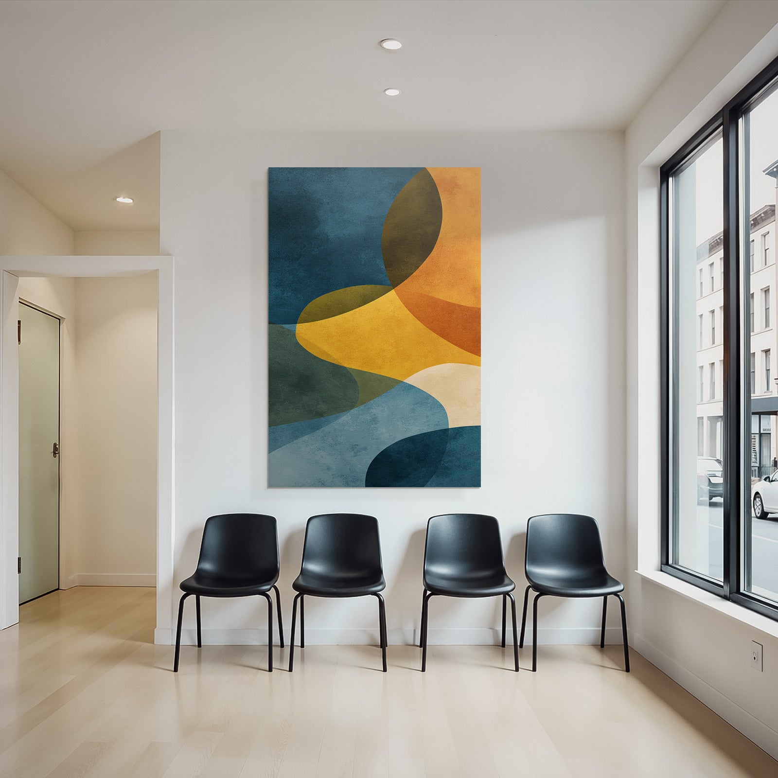 Abstract art with curved shapes, harmonious composition