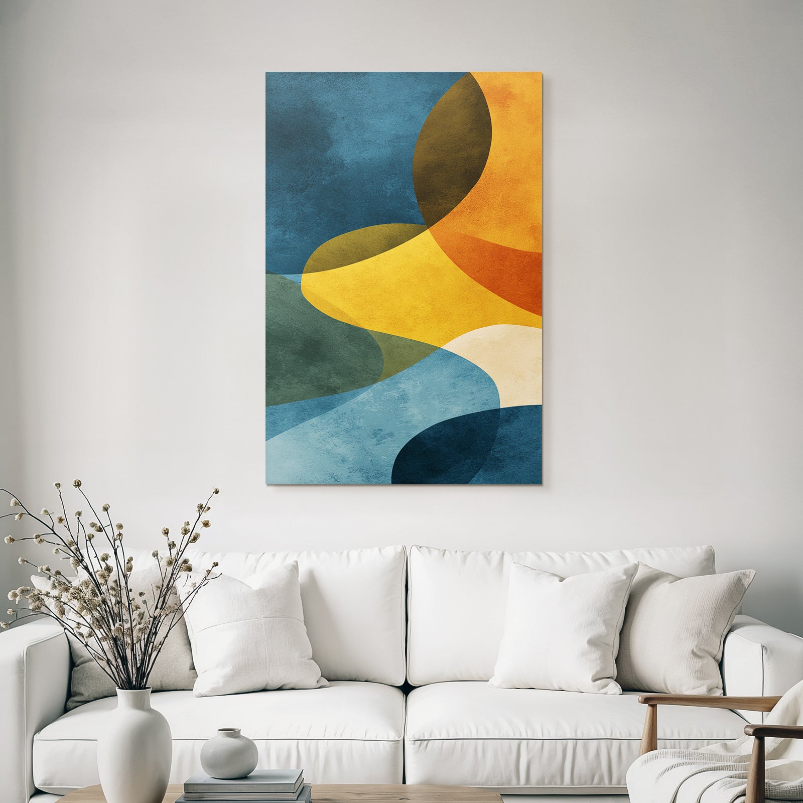 Abstract art with curved shapes, harmonious composition