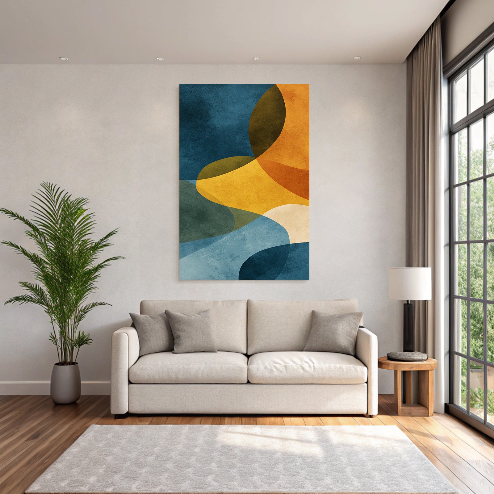 Abstract art with curved shapes, harmonious composition