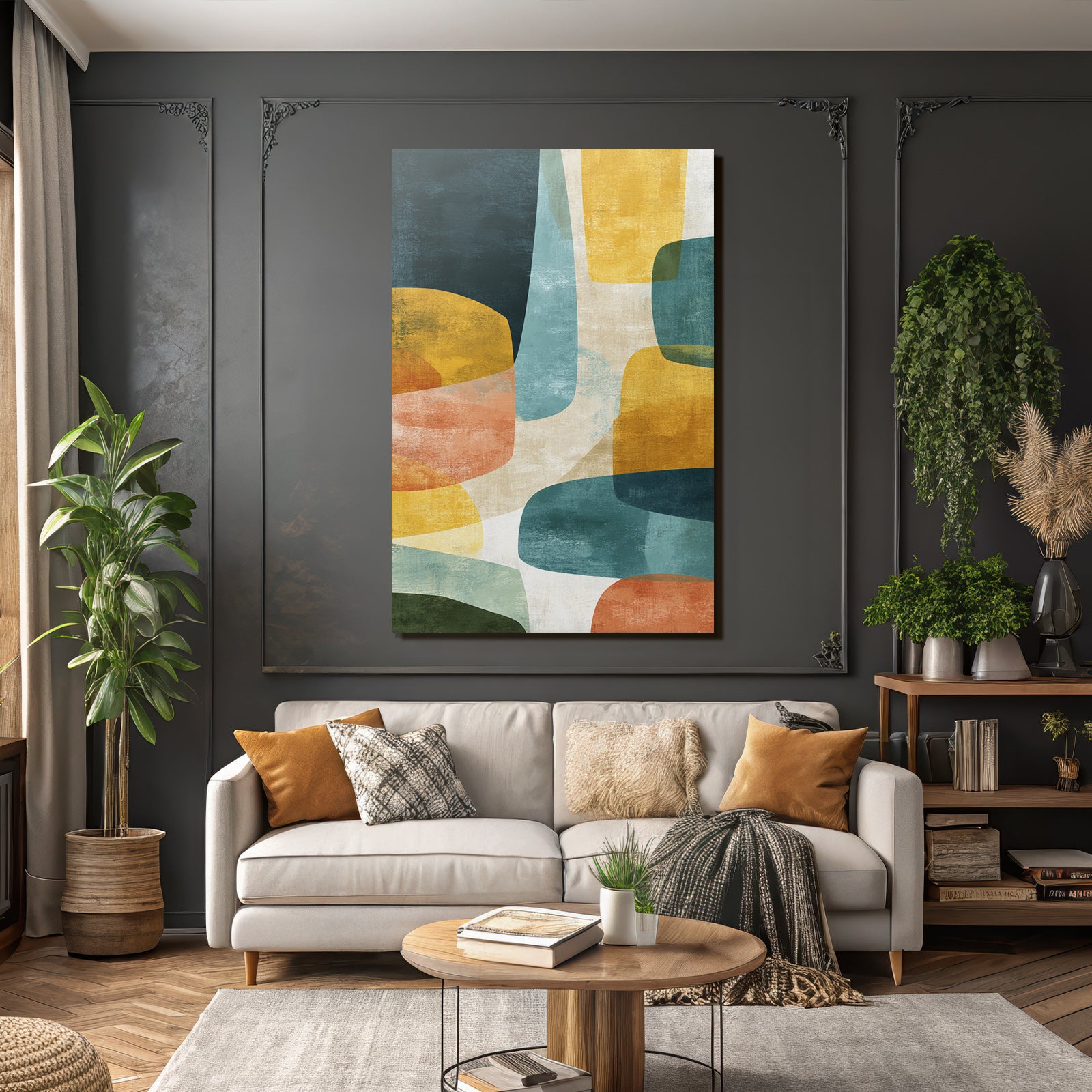 Abstract Art Reflective Shapes Textured Surface