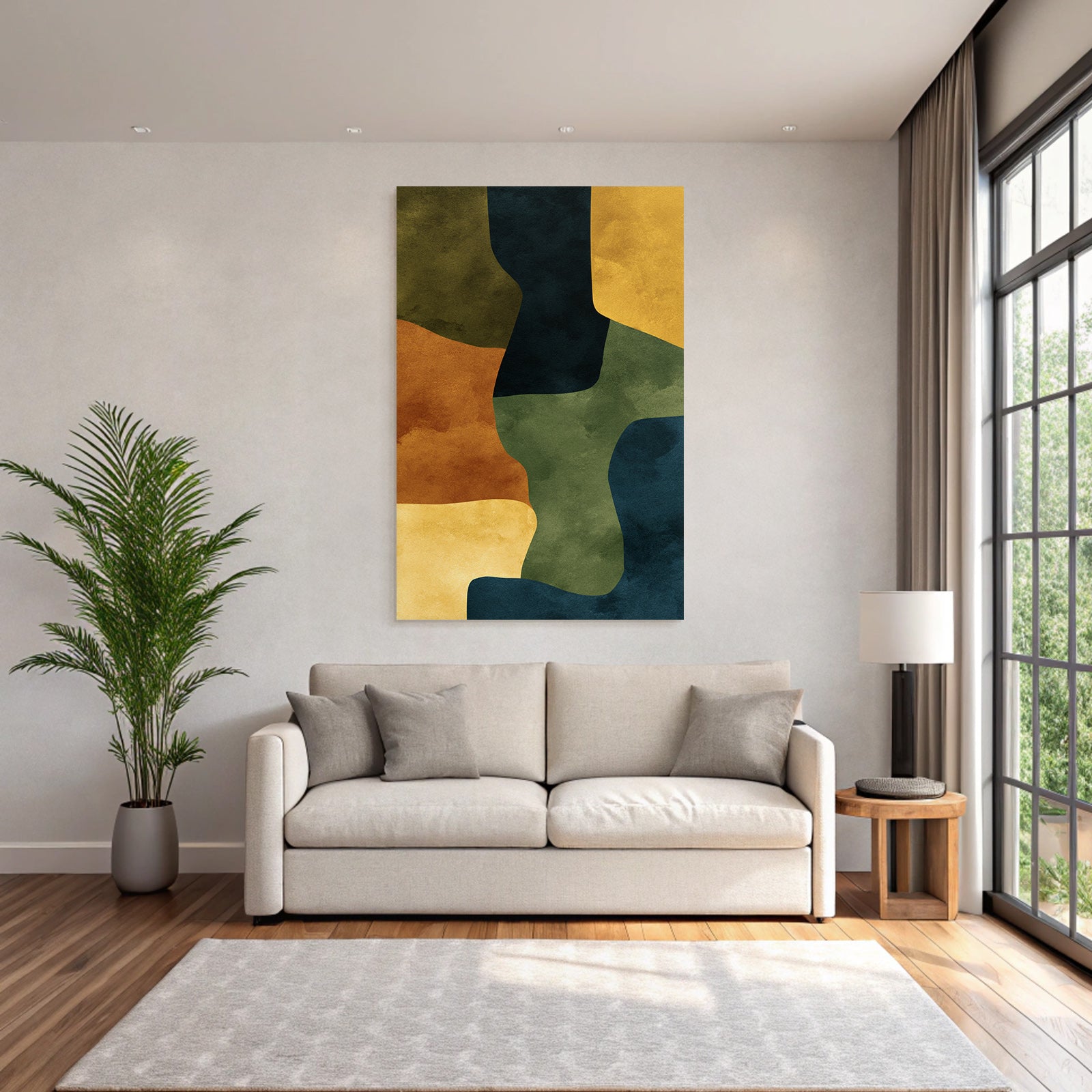 Abstract artwork earthy colors shapes