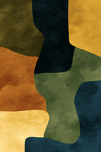 Abstraktes Kunstwerk Erdige Farben Formen | Mid Century Modern | Einrichtungsstile