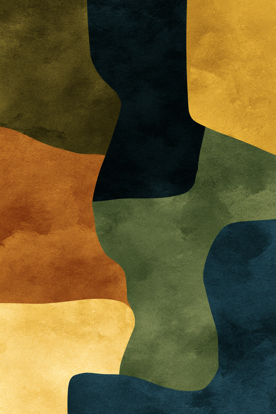 Abstraktes Kunstwerk Erdige Farben Formen | Mid Century Modern | Einrichtungsstile