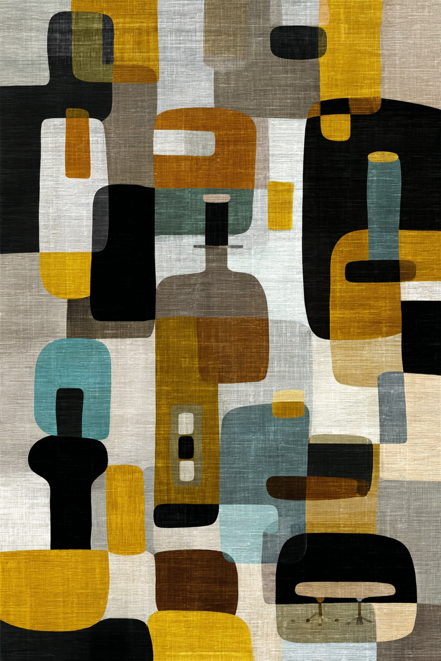 Abstraktes Kunstwerk Farben Formen | Mid Century Modern | Einrichtungsstile