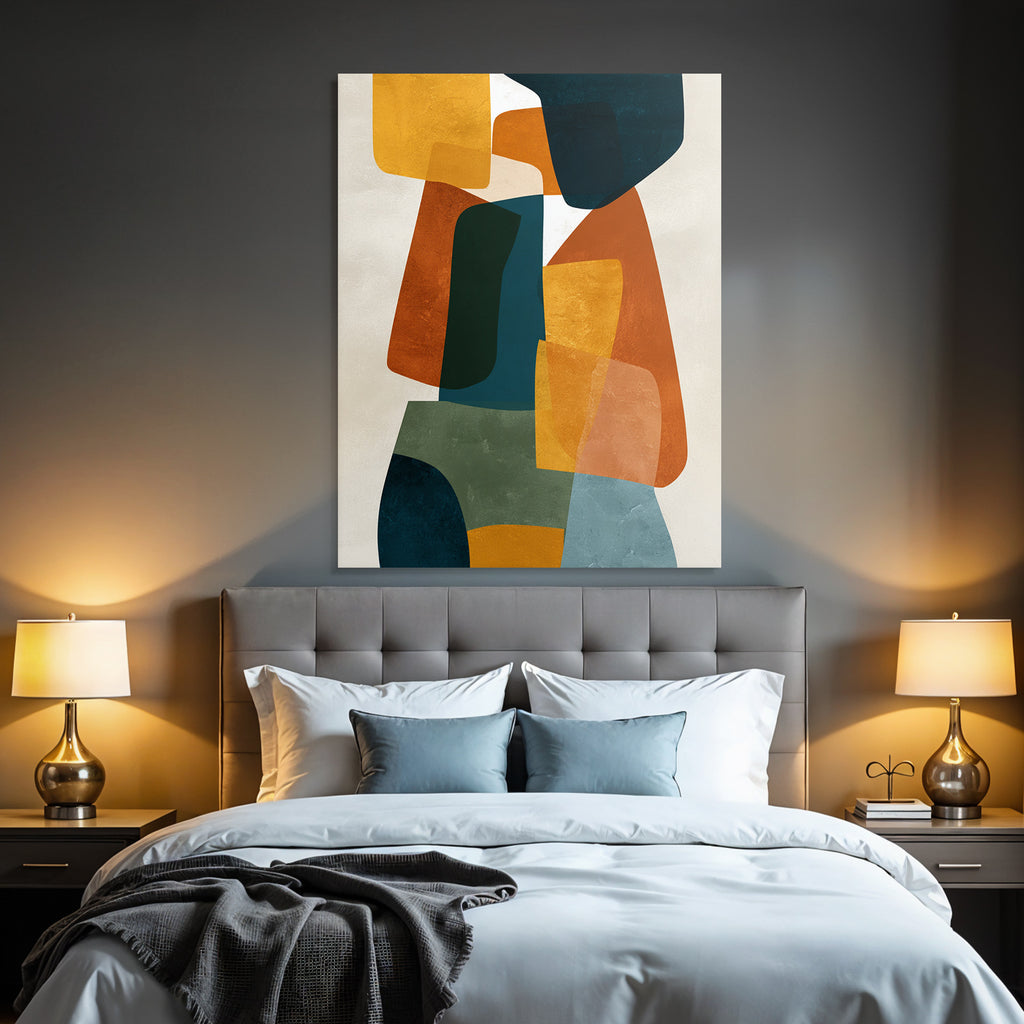 Abstract artwork with colorful shapes