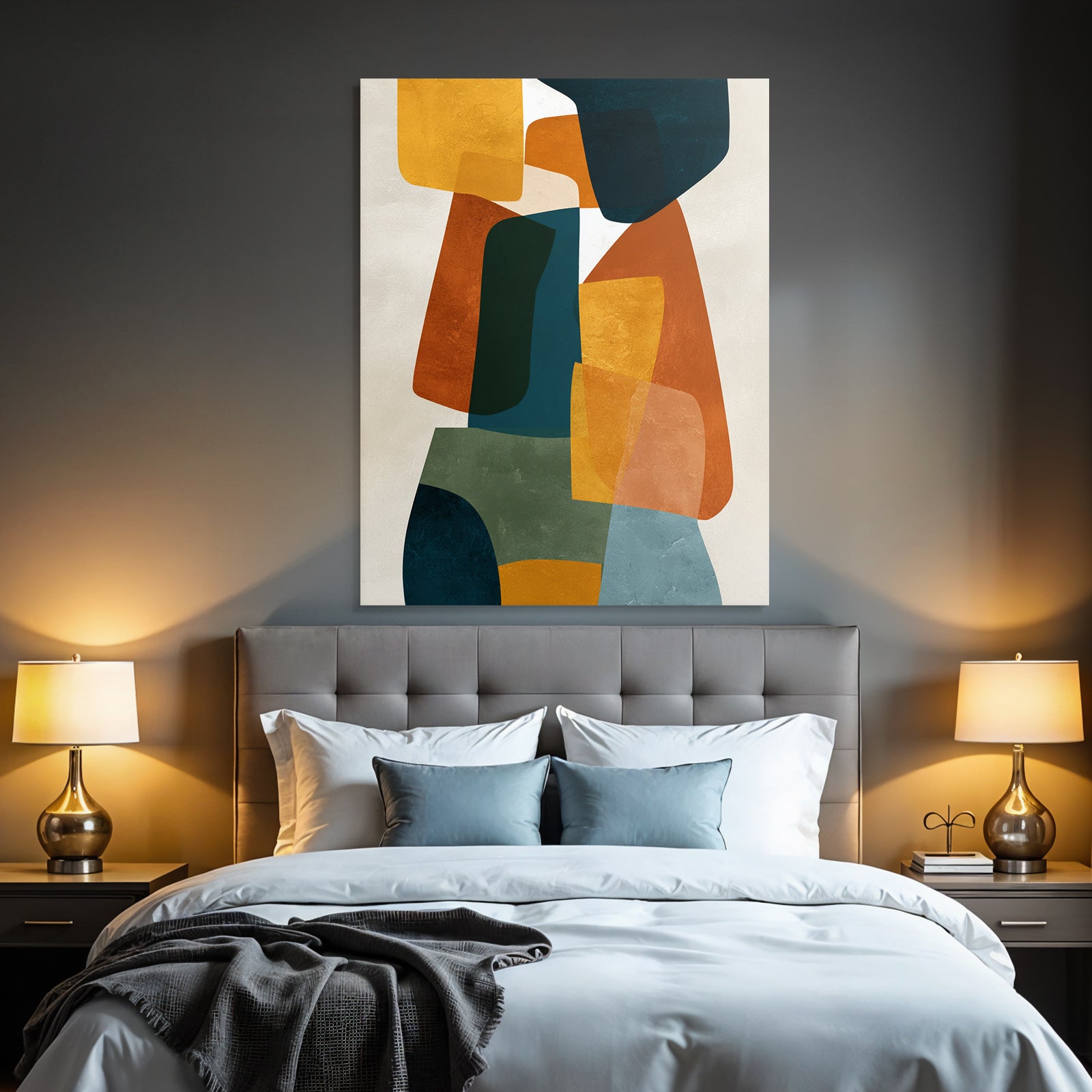 Abstract artwork with colorful shapes