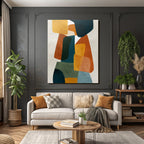 Abstract artwork with colorful shapes