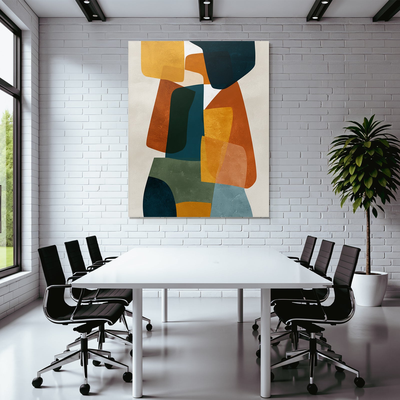 Abstract artwork with colorful shapes
