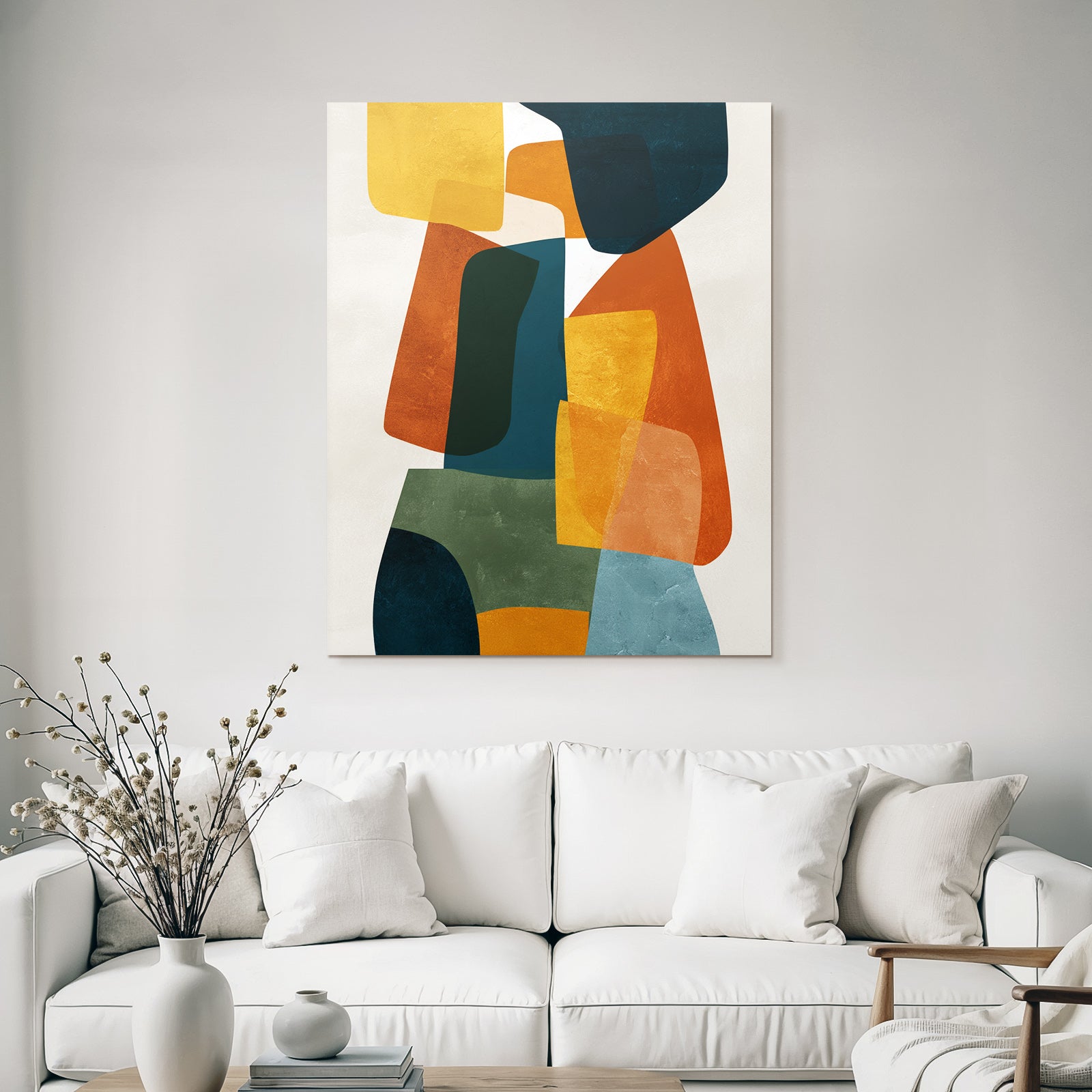 Abstract artwork with colorful shapes