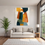 Abstract artwork with colorful shapes