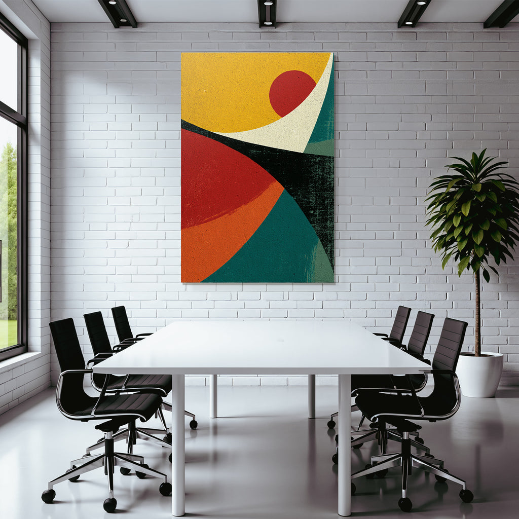 Abstract artwork with colors and geometric shapes