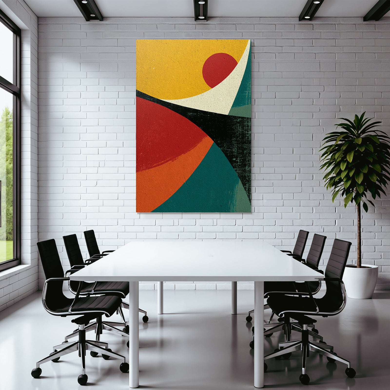 Abstract artwork with colors and geometric shapes