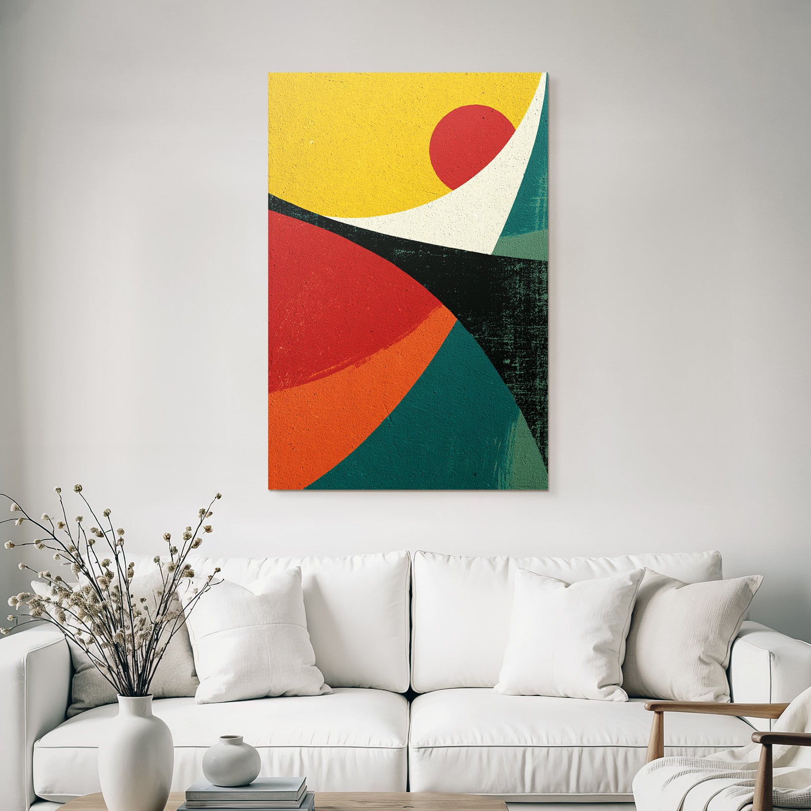 Abstract artwork with colors and geometric shapes
