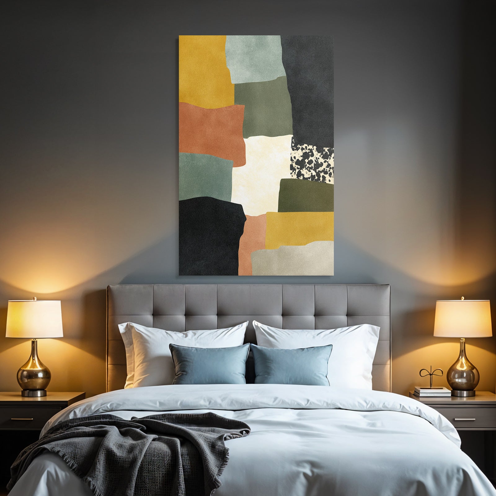 Abstract artwork with shapes and colors