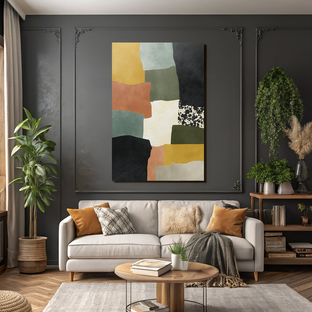 Abstract artwork with shapes and colors